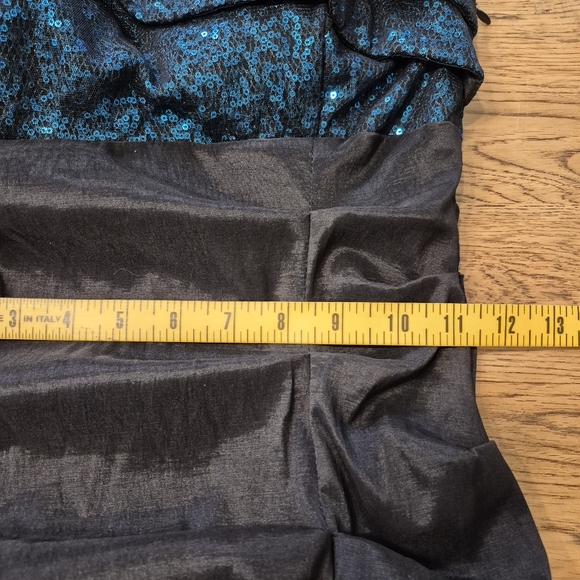 Betsy & Adam Sequin Top/Bow One Shoulder Mermaid Formal Gown - Picture 12 of 12